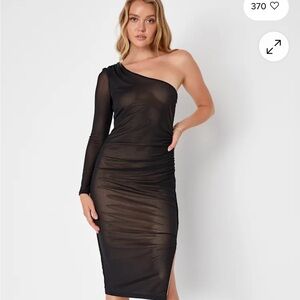 Lulu's Elegant Black One-Shoulder Dress